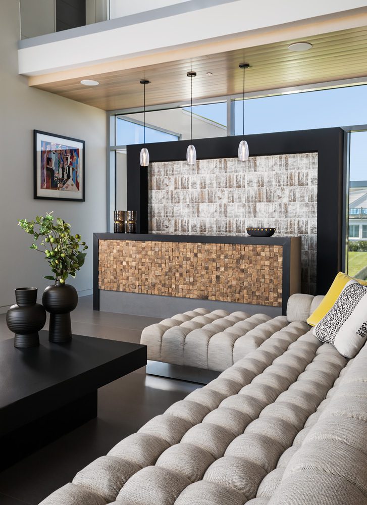 A living room with a couch and a coffee table.